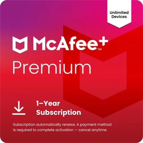 McAfee+ Premium Individual (Windows, macOS, Android, iOS) - Unlimited Devices - 1 Year Subscription ( Download) Individual