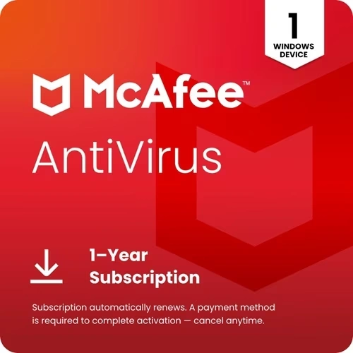 McAfee AntiVirus (Windows) - 1 Device - 1 Year Subscription with Auto-Renewal (Download)