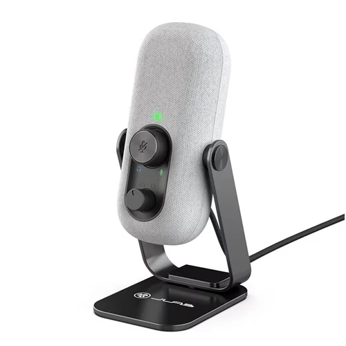 JLab Go Talk Wired Condenser, Dynamic Microphone for Studio, Podcasting, Gaming, Recording, Music - White